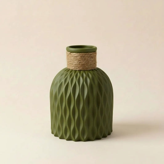 Fluted Vase Olive Green