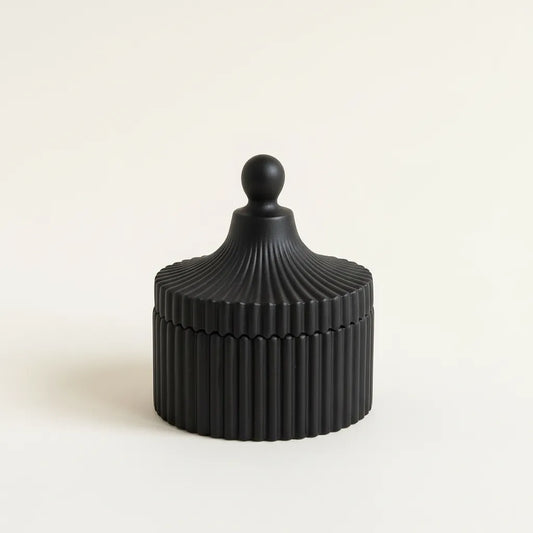 Handmade Souvenir Aurora Candle Pot with Lid Black By Ideal Design Located in Lebanon 