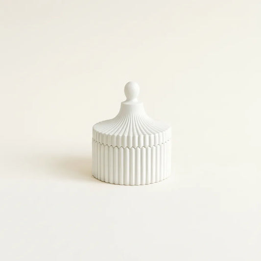 Handmade Souvenir Aurora Candle Pot with Lid White By Ideal Design Located in Lebanon 