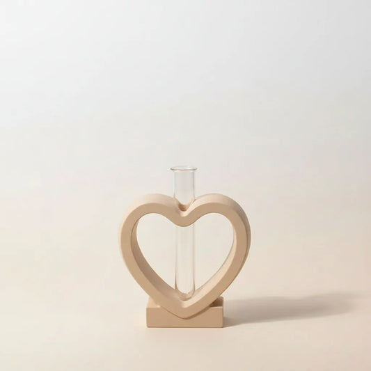 Handmade Souvenir Love Tube Jesmonite Vase Beige